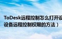 ToDesk远程控制怎么打开设备远程控制权限（ToDesk打开设备远程控制权限的方法）