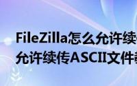 FileZilla怎么允许续传ASCII文件（FileZilla允许续传ASCII文件教程）