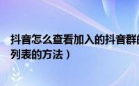 抖音怎么查看加入的抖音群的列表（抖音查看加入的抖音群列表的方法）