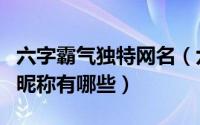 六字霸气独特网名（六个字霸气十足又高冷的昵称有哪些）