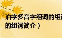 泊字多音字组词的组词（关于泊字多音字组词的组词简介）