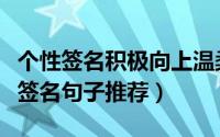 个性签名积极向上温柔（温柔积极上进的个性签名句子推荐）