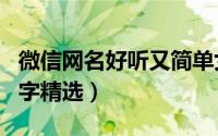 微信网名好听又简单女（简单气质女生微信名字精选）