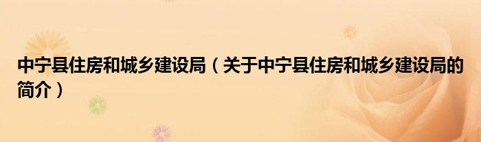 中宁县住房和城乡建设局关于中宁县住房和城乡建设局的简介