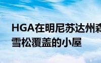 HGA在明尼苏达州森林茂密的山坡上栖息着雪松覆盖的小屋