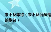 来不及等待（来不及沉醉是什么歌 来不及等待 来不及沉醉的歌名）