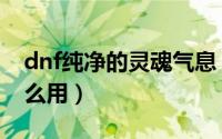 dnf纯净的灵魂气息（dnf纯净的灵魂气息怎么用）