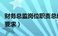 财务总监岗位职责总结怎么写（财务总监岗位要求）