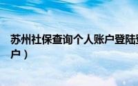 苏州社保查询个人账户登陆登录入口（苏州社保查询个人账户）