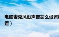 电脑麦克风没声音怎么设置权限（电脑麦克风没声音怎么设置）