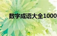 数字成语大全1000个（数字成语大全）