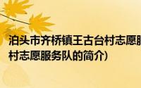 泊头市齐桥镇王古台村志愿服务队(关于泊头市齐桥镇王古台村志愿服务队的简介)