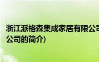 浙江派格森集成家居有限公司(关于浙江派格森集成家居有限公司的简介)