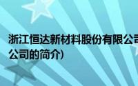 浙江恒达新材料股份有限公司(关于浙江恒达新材料股份有限公司的简介)