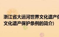 浙江省大运河世界文化遗产保护条例(关于浙江省大运河世界文化遗产保护条例的简介)