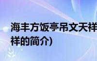 海丰方饭亭吊文天祥(关于海丰方饭亭吊文天祥的简介)