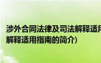 涉外合同法律及司法解释适用指南(关于涉外合同法律及司法解释适用指南的简介)