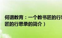 何谓教育：一个教书匠的行思录（关于何谓教育：一个教书匠的行思录的简介）