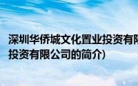 深圳华侨城文化置业投资有限公司(关于深圳华侨城文化置业投资有限公司的简介)