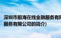 深圳市前海在线金融服务有限公司(关于深圳市前海在线金融服务有限公司的简介)