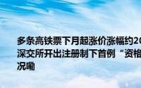 多条高铁票下月起涨价涨幅约20%；2.24万亿A股分红刷新历史纪录；深交所开出注册制下首例“资格罚”；五一档票房破15亿 到底什么情况嘞