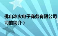 佛山冰火电子商务有限公司（关于佛山冰火电子商务有限公司的简介）