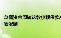 急需资金周转这款小额贷款产品正规方便值得信赖 到底什么情况嘞