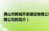 佛山市新城开发建设有限公司（关于佛山市新城开发建设有限公司的简介）