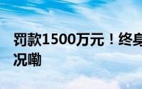 罚款1500万元！终身市场禁入！ 到底什么情况嘞