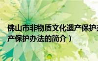 佛山市非物质文化遗产保护办法（关于佛山市非物质文化遗产保护办法的简介）