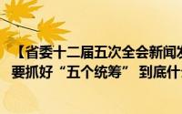 【省委十二届五次全会新闻发布会】贯彻落实《决定》精神 要抓好“五个统筹” 到底什么情况嘞