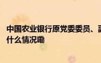 中国农业银行原党委委员、副行长楼文龙接受审查调查 到底什么情况嘞