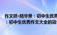 作文桥·精华录：初中生优秀作文大全（关于作文桥·精华录：初中生优秀作文大全的简介）