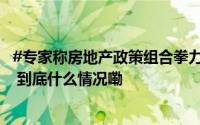 #专家称房地产政策组合拳力度空前#有望提振居民购房意愿 到底什么情况嘞