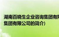 湖南百晓生企业咨询集团有限公司(关于湖南百晓生企业咨询集团有限公司的简介)