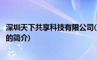 深圳天下共享科技有限公司(关于深圳天下共享科技有限公司的简介)