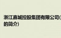 浙江嘉城控股集团有限公司(关于浙江嘉城控股集团有限公司的简介)