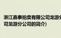 浙江嘉泰拍卖有限公司龙游分公司(关于浙江嘉泰拍卖有限公司龙游分公司的简介)