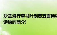 沙孟海行草书叶剑英五言诗轴(关于沙孟海行草书叶剑英五言诗轴的简介)