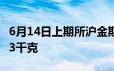 6月14日上期所沪金期货仓单较上一日增加113千克