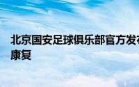 北京国安足球俱乐部官方发布公告张玉预计将在四至六周后康复