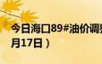 今日海口89#油价调整最新消息（2024年06月17日）