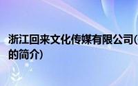 浙江回来文化传媒有限公司(关于浙江回来文化传媒有限公司的简介)