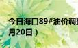 今日海口89#油价调整最新消息（2024年06月20日）