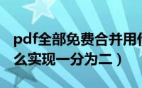 pdf全部免费合并用什么好（一个PDF文件怎么实现一分为二）