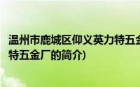 温州市鹿城区仰义英力特五金厂(关于温州市鹿城区仰义英力特五金厂的简介)