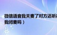 微信语音我关麦了对方还听得到吗（微信语音静音对方知道我闭麦吗）