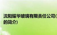 沈阳耀华玻璃有限责任公司(关于沈阳耀华玻璃有限责任公司的简介)