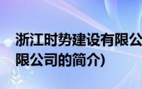 浙江时势建设有限公司(关于浙江时势建设有限公司的简介)