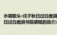 水调歌头·戊子秋日过白鹿洞书院感赋(关于水调歌头·戊子秋日过白鹿洞书院感赋的简介)